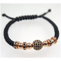 handmade bracelet with ball pave zircon, nylon wire, approx 50-60mm dia [FGBRB429]