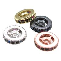 copper spacer beads paved mixed zircon, heishi, mixed color, approx 10mm dia [FN14253-10MM]