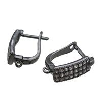 copper Latchback Earrings paved zircon, black plated, approx 10-16mm [FN14825]