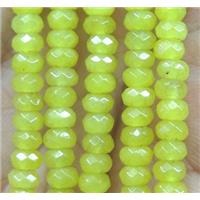 olive jade bead, faceted rondelle, approx 2x4mm [GA1105]