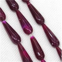 mauve Agate beads, faceted teardrop, approx 10x30mm, 13pcs per st [GA1381]