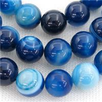round blue striped Agate Beads, approx 8mm dia [GA1464-8MM]