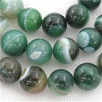 round striped Agate Beads, green, approx 4mm dia [GA1485-4MM]