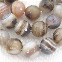 coffee Striped Agate Beads, faceted round, A grade, approx 12mm dia [GA1497-12MM]