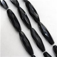 black Onyx Agate Beads, faceted rice, approx 15x40mm [GA1506]
