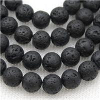 black Lava stone beads, round, approx 10mm dia [GB10068-10MM]