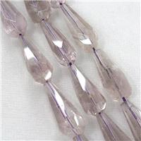 Amethyst beads, faceted teardrop, light purple, approx 15-40mm [GB10185]