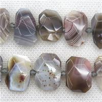 Botswana Agate beads, faceted rectangle, approx 13-23mm [GB10212]