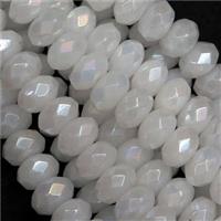faceted rondelle White Jasper beads, AB-color plated, approx 5x8mm [GB10325]