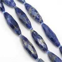 Blue Sodalite beads, faceted rice, approx 10-30mm [GB10606]