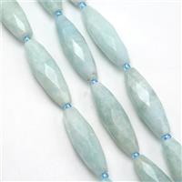 blue Amazonite beads, faceted rice, approx 10-30mm [GB10618]