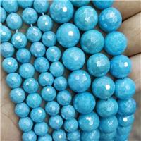 Faceted Round Jasper Beads Green Dye Light Electroplated, approx 12mm dia [GB10627-12MM]
