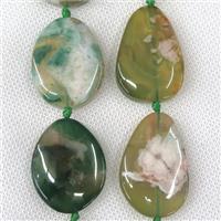 green Cherry Agate slab beads, freeform, approx 25-40mm [GB10710]