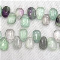 Fluorite teardrop beads, multi-color, top-drilled, approx 12-20mm [GB10782]