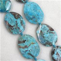 blue Ocean Jasper slab beads, faceted freeform, approx 40-55mm [GB11427-L]