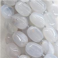 lt.blue Chalcedony Agate oval beads, approx 13-20mm [GB11528]