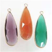 mix color crystal glass pendant, teardrop, gold plated, approx 15-33mm [GM10738]
