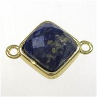 lapis lazuli connector, gold plated, approx 10x10mm [GM11215]