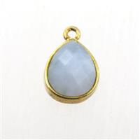 Aquamarine pendant, teardrop, gold plated, approx 9-11mm [GM11745]