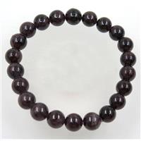 round Garnet bead bracelet, stretchy, dark-red, approx 8mm, 60mm dia [GMBR170]