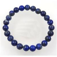 round blue Lapis Lazuli bead bracelet, stretchy, approx 8mm, 60mm dia [GMBR176]