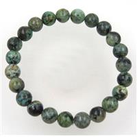 green African Turquoise beads bracelet, round, stretchy, approx 8mm, 60mm dia [GMBR181]