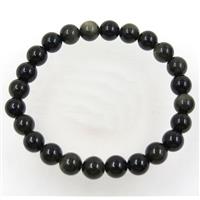 Mahogany Obsidian Beads bracelet, round, stretchy, approx 8mm, 60mm dia [GMBR186]