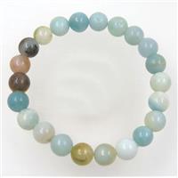 Chinese Amazonite bead bracelet, round, stretchy, approx 8mm, 60mm dia [GMBR195]