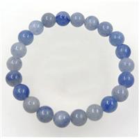 Blue Aventurine bead bracelet, round, stretchy, approx 8mm, 60mm dia [GMBR200]