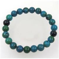 Azurite bead bracelet, round, stretchy, dye, approx 8mm, 60mm dia [GMBR212]