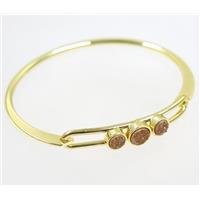 gold-champagne druzy quartz copper bangle, gold plated, approx 6-60mm [GMBR239]