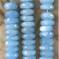 Aquamarine beads, AAA-grade, faceted rondelle, blue, approx 6x10mm [GMLB3054]