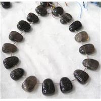 Smoky Quartz beads collar, teardrop, top-drilled, approx 15-26mm [GMLB3335]