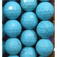 large blue Turquoise beads, faceted round, approx 16mm dia [GMLB4018]