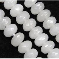 white jade bead, faceted rondelle, approx 5x8mm [GMOT984]