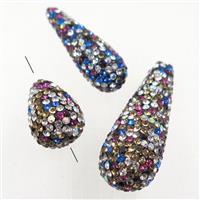 resin beads pave colorful rhinestone, teardrop, approx 13-35mm [GMPD10089-L]