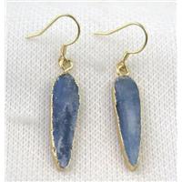 Kyanite earring, teardrop, gold plated, approx 8-27mm [GMPDA5592]