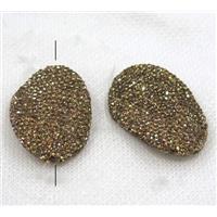 resin beads paved yellow rhinestone, twist, approx 25-38mm [GMPDA7732]
