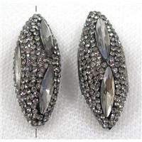 crystal glass bead paved rhinestone, Rice, gray, approx 15-35mm [GMPDA7909]