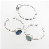 mix gemstone Rings, copper, platinum plated, approx 7mm, 19mm dia [GMRG704]