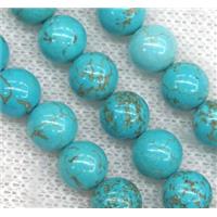 Chinese Hubei Turquoise Beads, round, blue, approx 8mm dia [GMT1256-8MM]