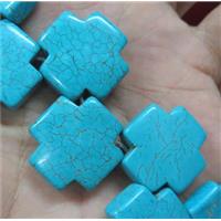 blue turquoise cross beads, approx 20x20mm [GMT210]