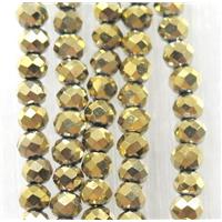 chinese crystal glass beads, faceted rondelle, gold plated, approx 2.5x3mm, 150 pcs per st [GSICC1447]