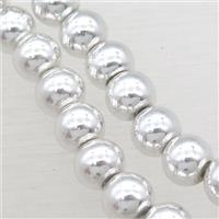 round Hematite Beads, shiny silver plated, approx 8mm dia [HBOS728-8MM]