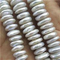 Freshwater Pearl heishi beads, white, approx 12-13mm [PANC60]