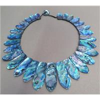 Paua Abalone shell necklace collar, approx 30-65mm [SHEAB89]