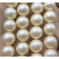 Pearlized Shell Bead, matte round, gold plated, approx 14mm dia [SHEPL52-14MM]