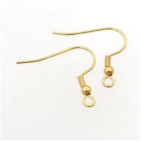 stainless steel earring hook, gold plated, approx 15-20mm [SSB0245]