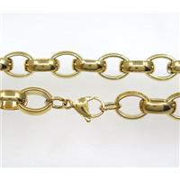 Stainless Steel Necklace Chain Gold Plated, approx 10.5x13.5mm, 56cm length [SSNK90]
