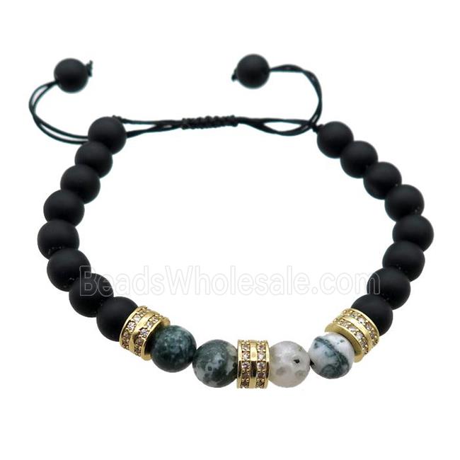 black matte onyx agate bracelet, adjustable